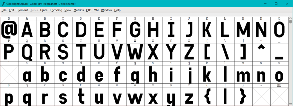 example-16x4-cell-window-in-fontforge-user-interface