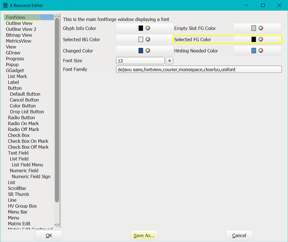 active-cell-foreground-color-settings-in-fontforge-user-interface