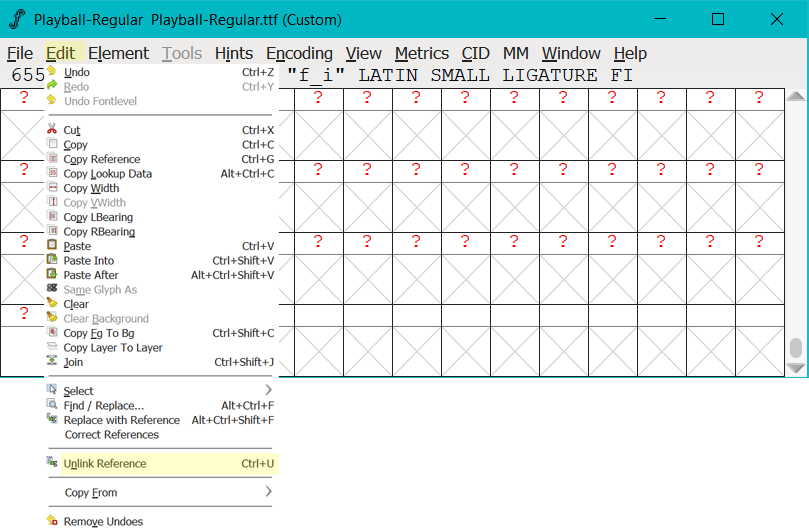 menu-to-unlink-references-fontforge