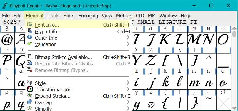 font-info-menu-for-ligature-table-in-fontforge
