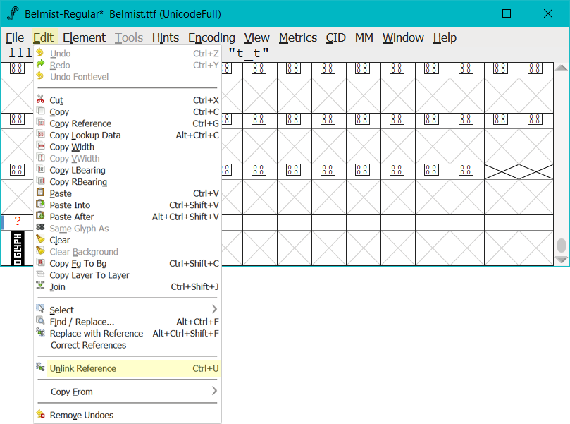 how-to-unlink-references-in-fontforge