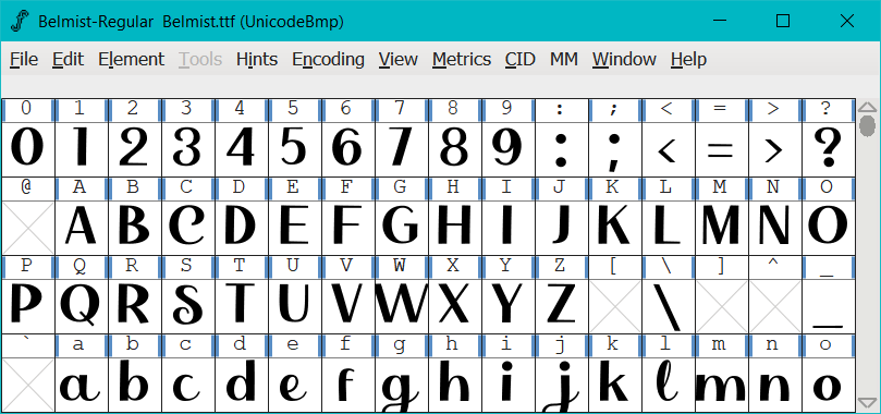 font-view-in-how-to-create-ligature-tables-fontforge