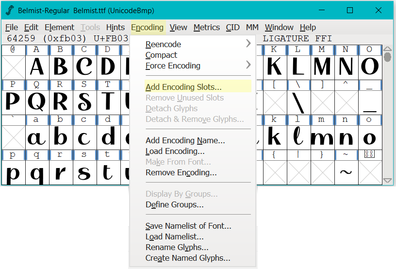 fontforge ligatures fontforge ligatures