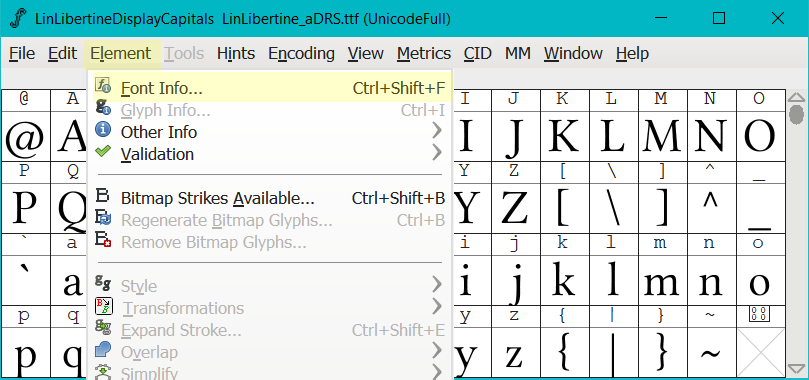 font-info-menu-in-fontforge