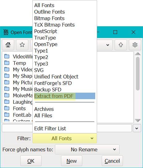 open-fontforge-select-extract-pdf-font