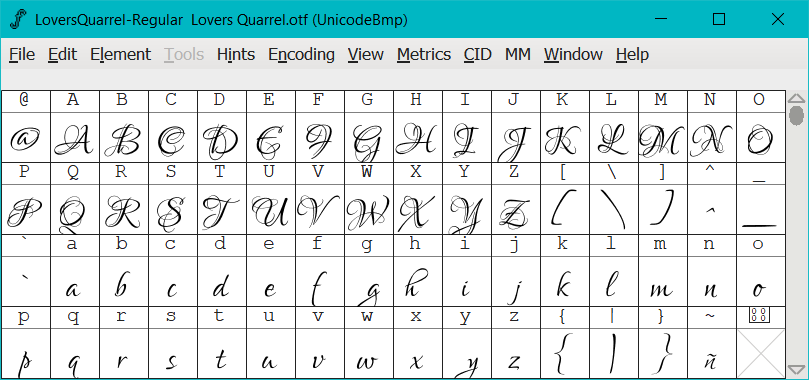 fontforge link glyph to another